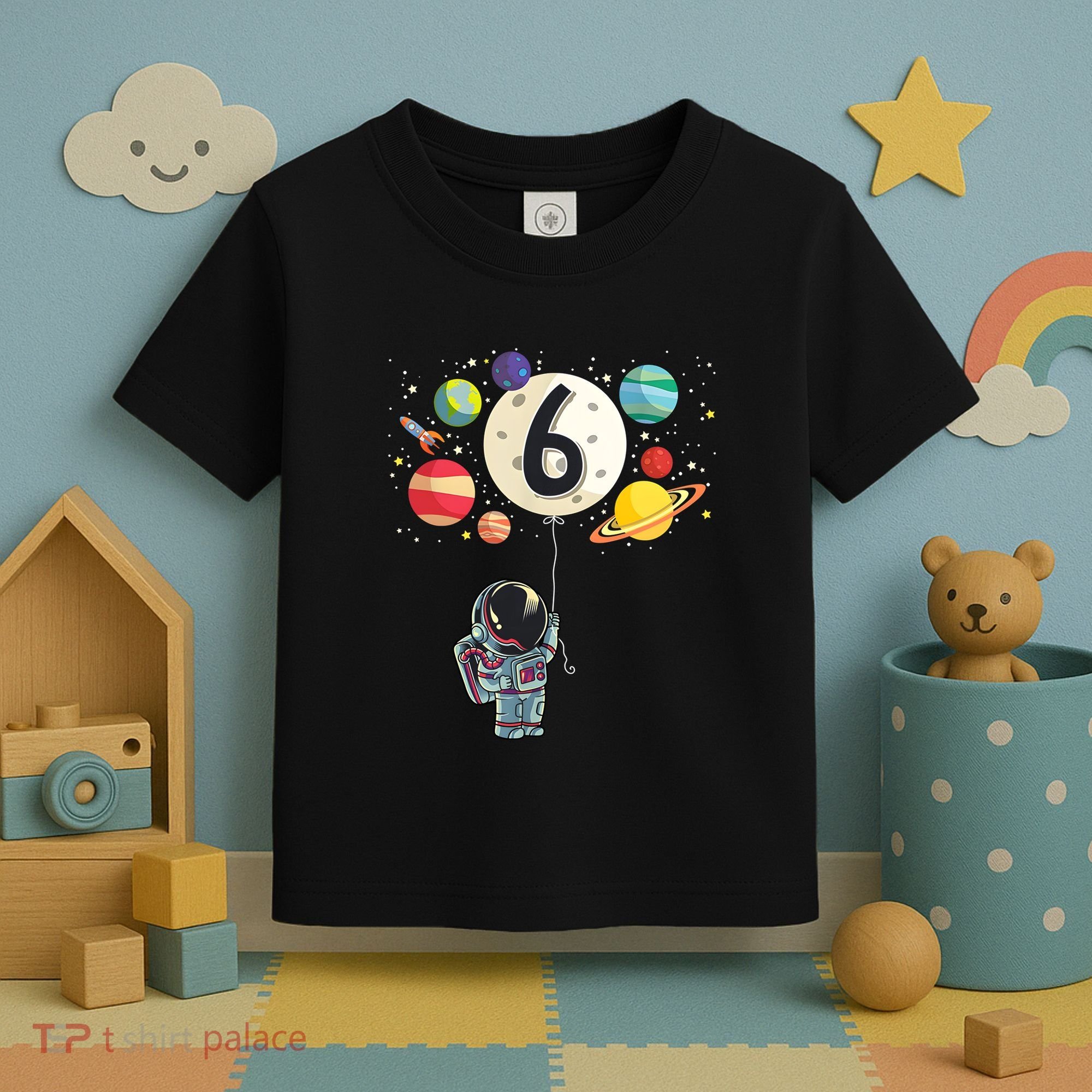 Sixth Birthday Astronaut 6th Birthday Space Moon Toddler T-Shirt
