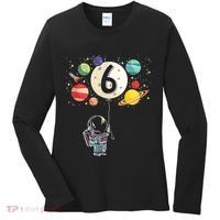 Sixth Birthday Astronaut 6th Birthday Space Moon Women's Long Sleeve Shirt thumb 0