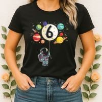 Sixth Birthday Astronaut 6th Birthday Space Moon Women's T-Shirt thumb 2