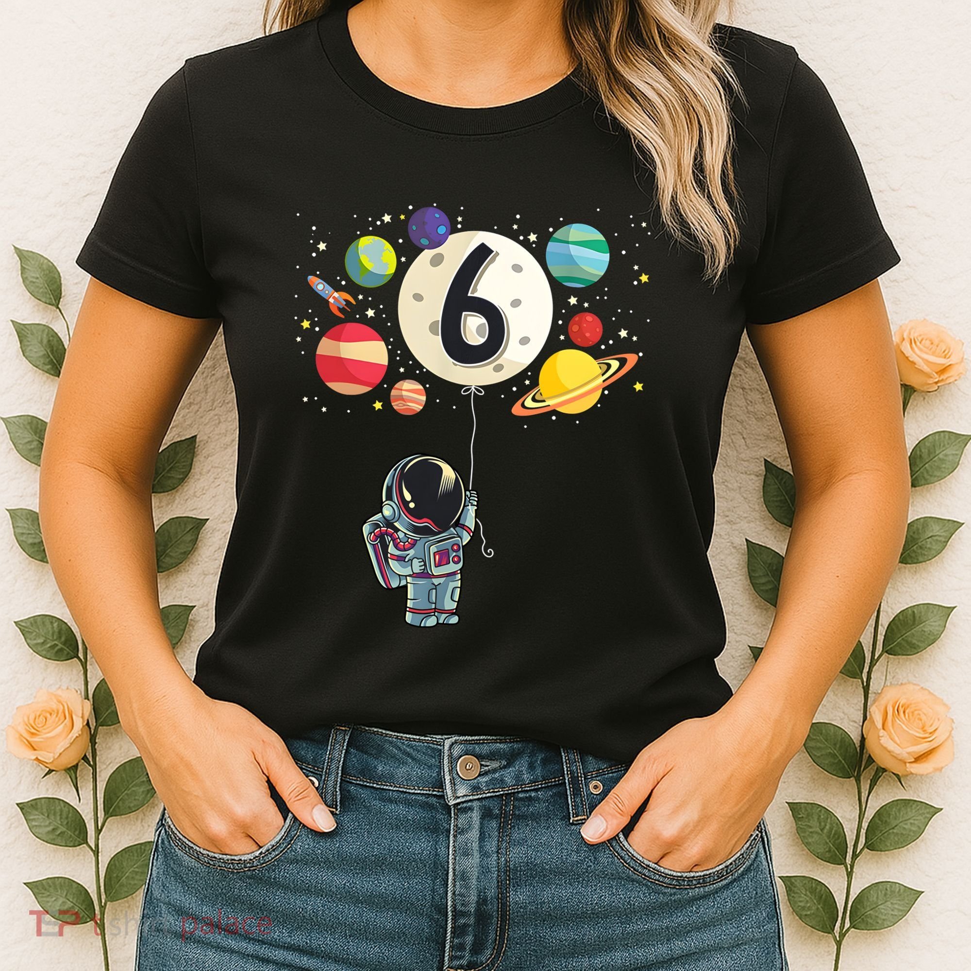 Sixth Birthday Astronaut 6th Birthday Space Moon Women's T-Shirt