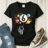 Sixth Birthday Astronaut 6th Birthday Space Moon Women's T-Shirt thumb 3