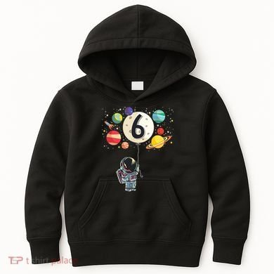 Sixth Birthday Astronaut 6th Birthday Space Moon Kids Hoodie