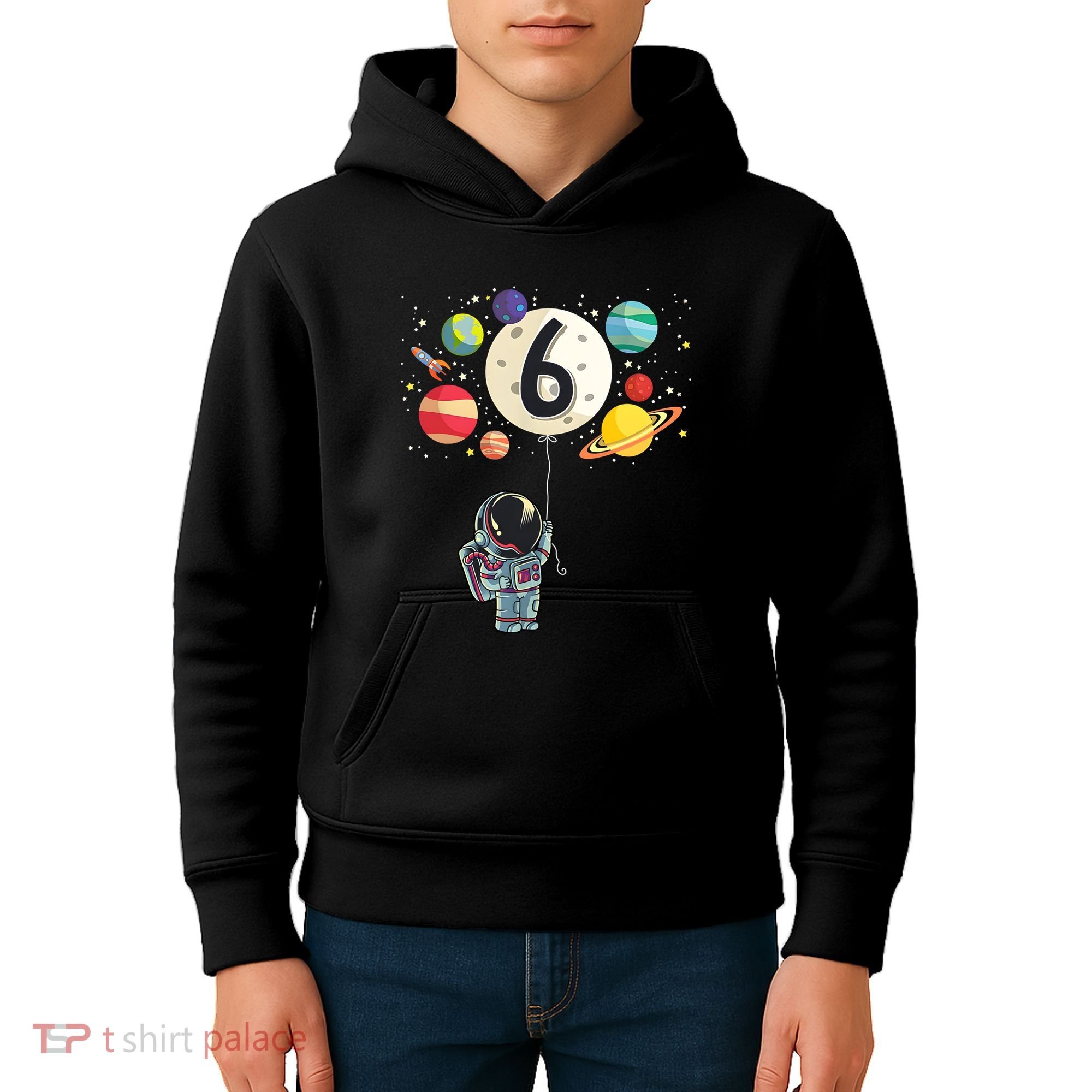 Sixth Birthday Astronaut 6th Birthday Space Moon Kids Hoodie