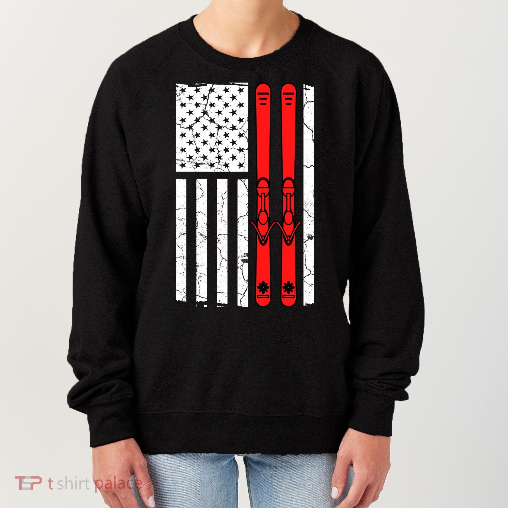 Ski Boarding American Flag Sport Hobby Women's Sweatshirt