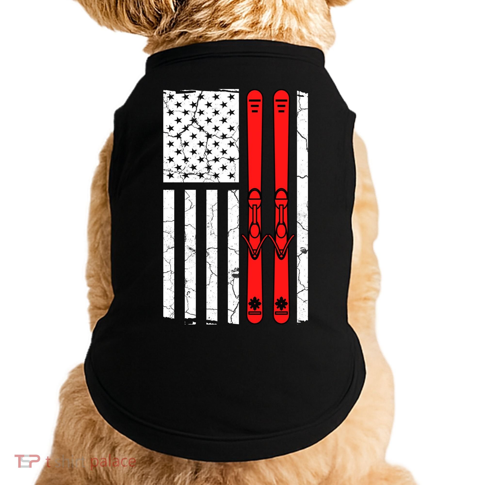 Ski Boarding American Flag Sport Hobby Doggie Tank