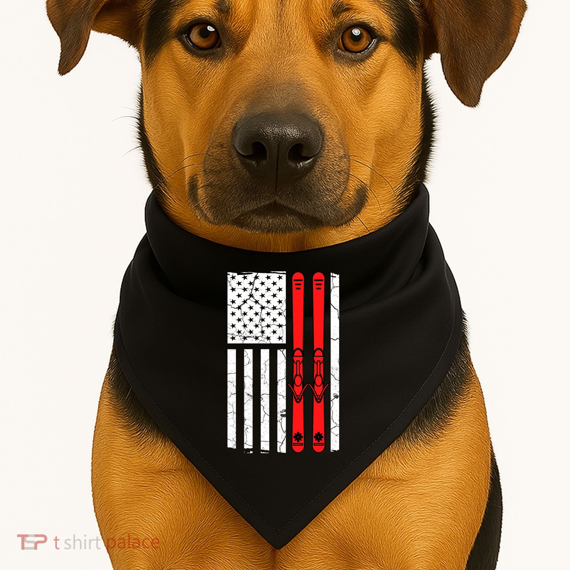 Ski Boarding American Flag Sport Hobby USA-Made Doggie Bandana