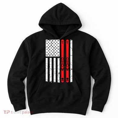 Ski Boarding American Flag Sport Hobby Hoodie
