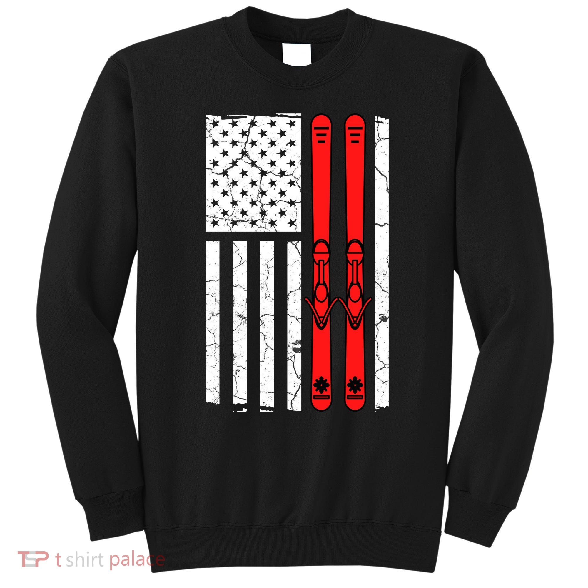 Ski Boarding American Flag Sport Hobby Sweatshirt