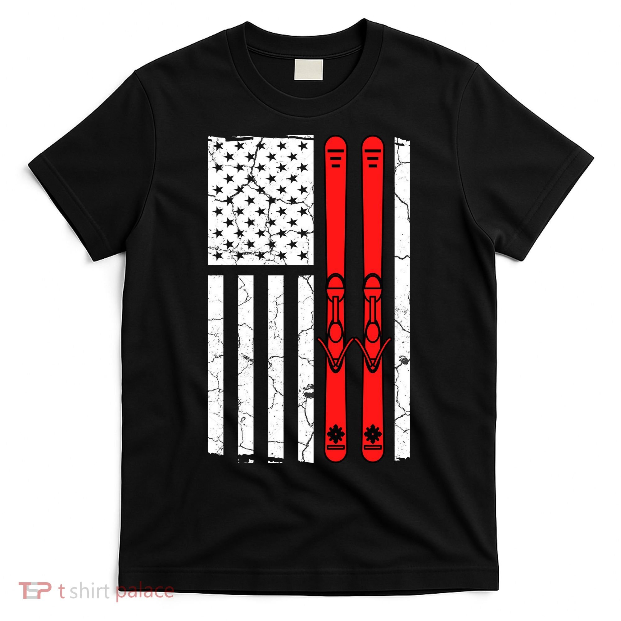 Ski Boarding American Flag Sport Hobby T-Shirt