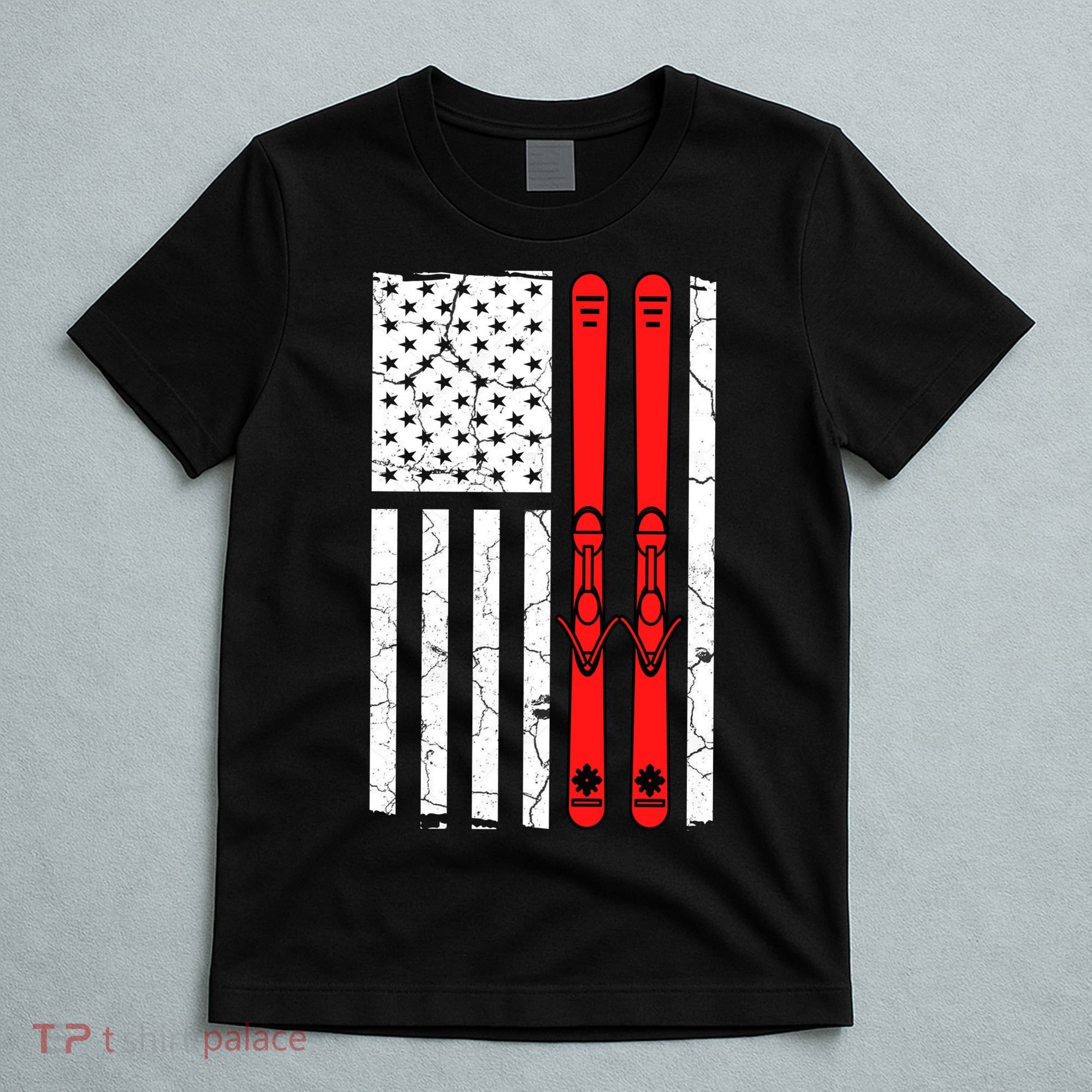 Ski Boarding American Flag Sport Hobby T-Shirt