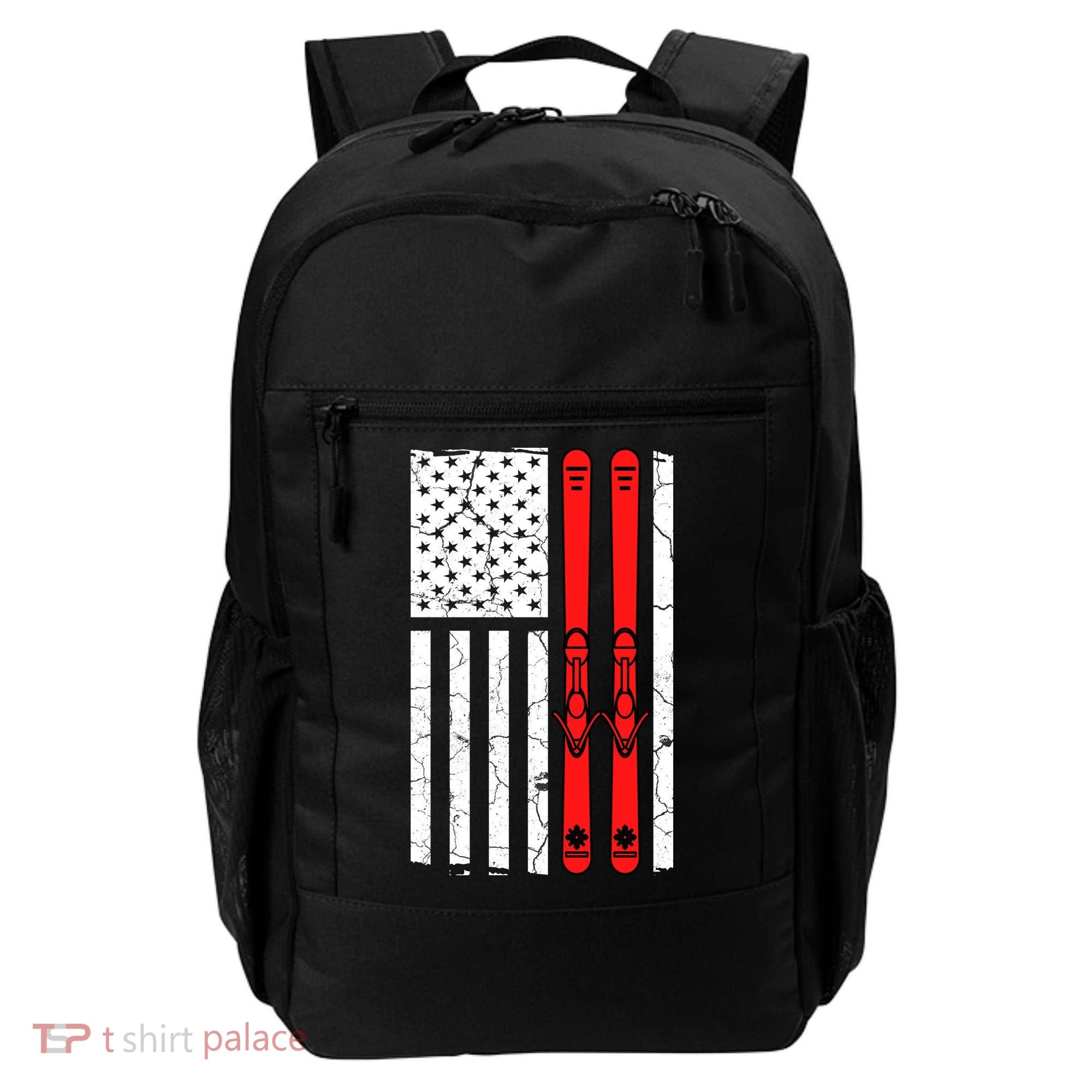 Ski Boarding American Flag Sport Hobby Backpack
