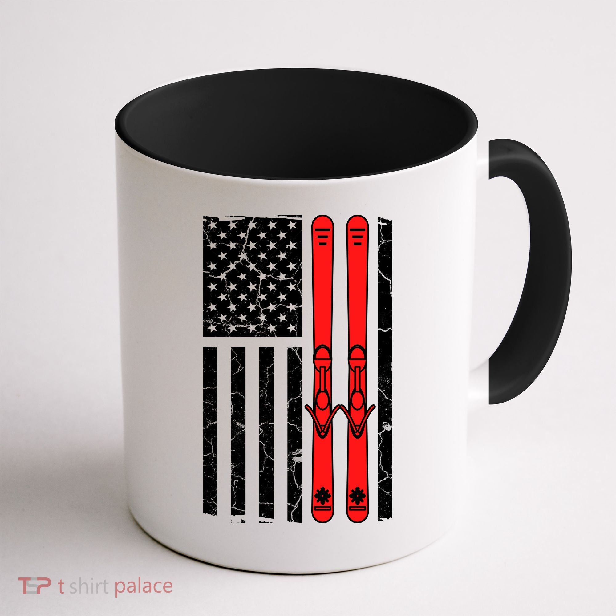 Ski Boarding American Flag Sport Hobby Coffee Mug
