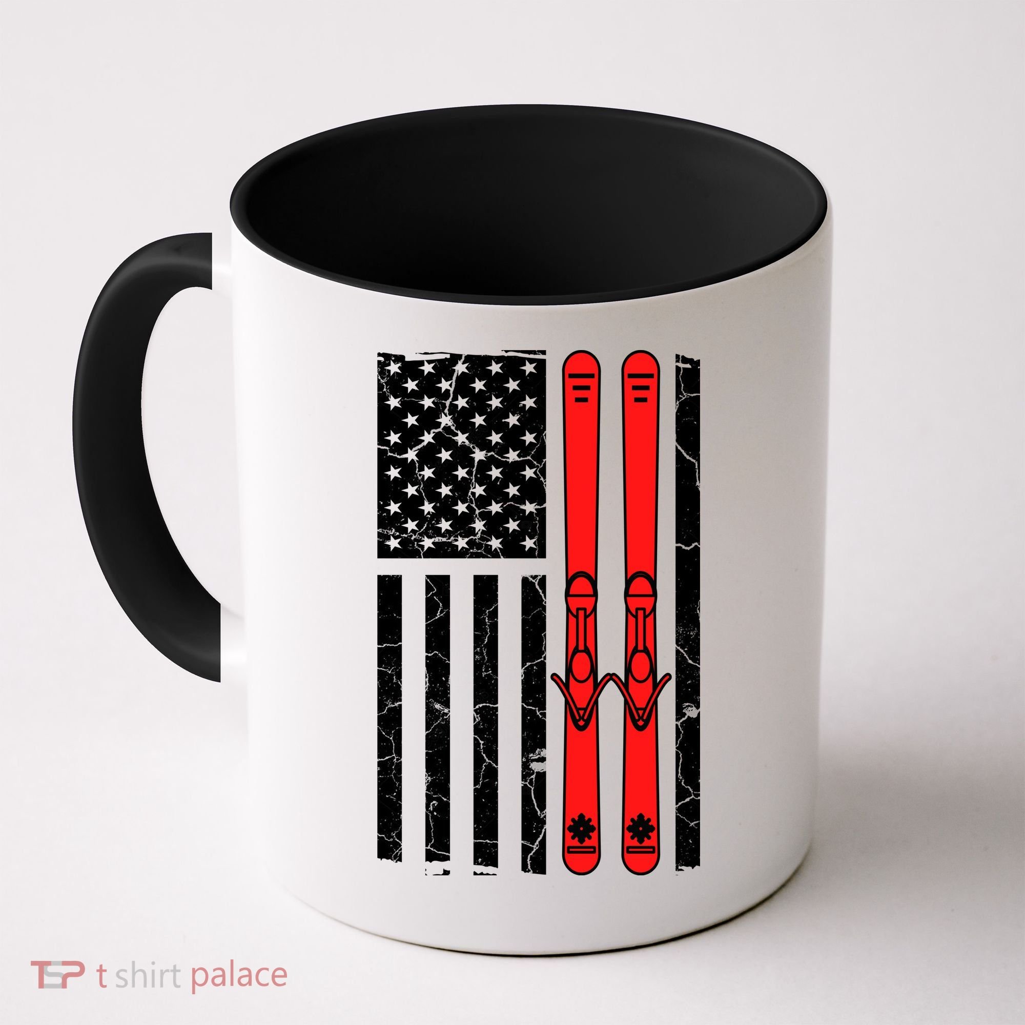 Ski Boarding American Flag Sport Hobby Coffee Mug