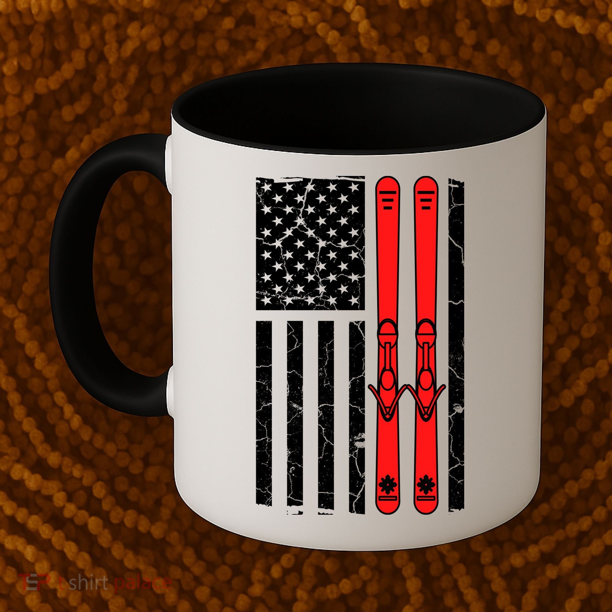 Ski Boarding American Flag Sport Hobby Coffee Mug