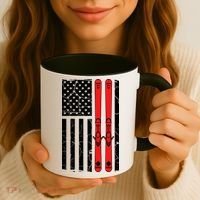 Ski Boarding American Flag Sport Hobby Coffee Mug thumb 3
