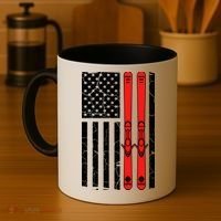 Ski Boarding American Flag Sport Hobby Coffee Mug thumb 4