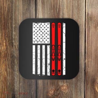 Ski Boarding American Flag Sport Hobby Coaster