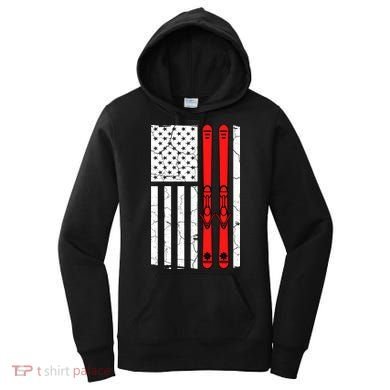Ski Boarding American Flag Sport Hobby Women's Hoodie