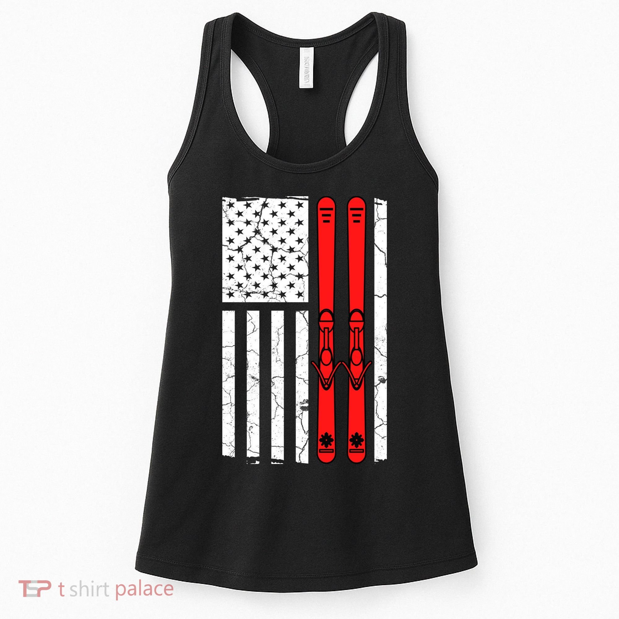 Ski Boarding American Flag Sport Hobby Women's Tank Top