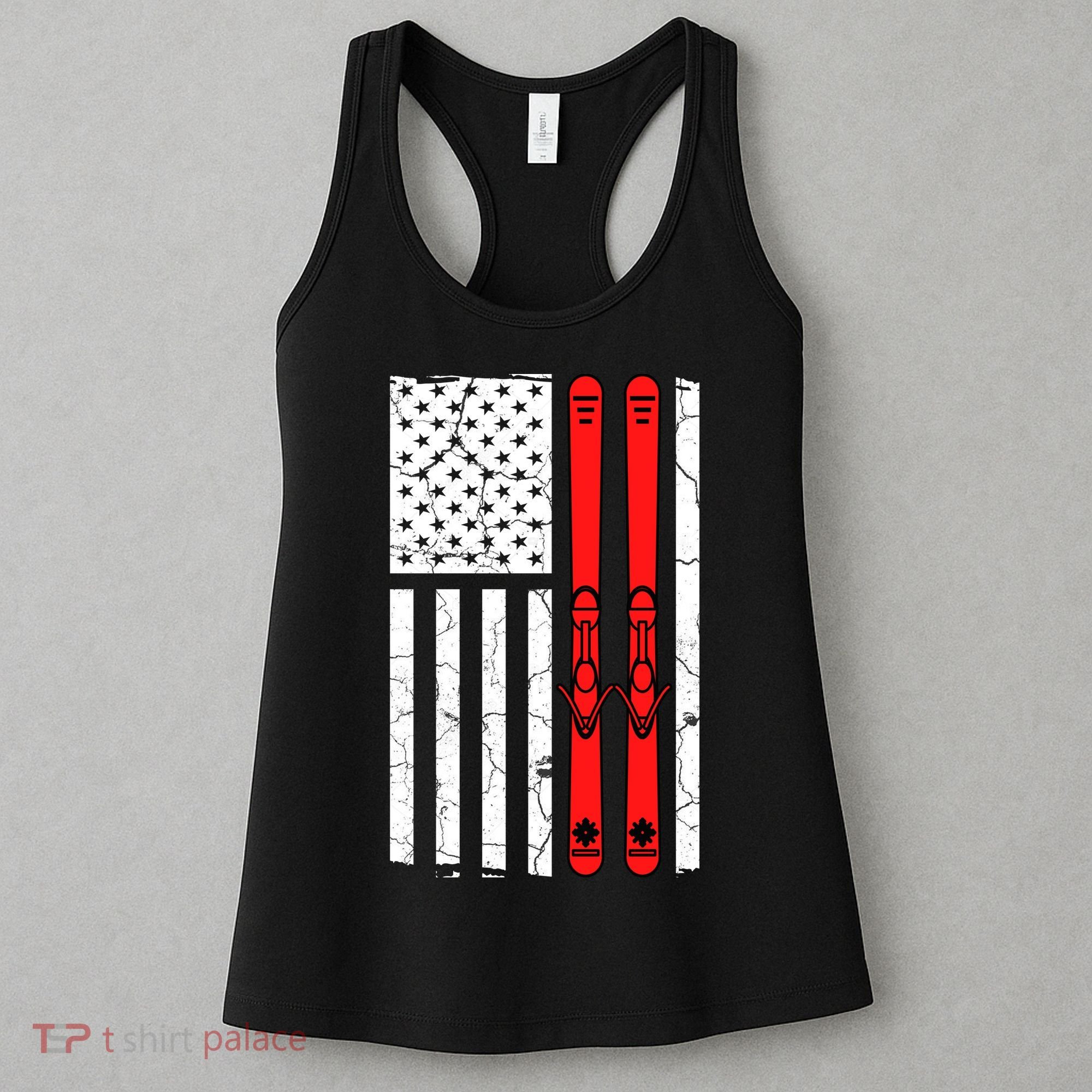 Ski Boarding American Flag Sport Hobby Women's Tank Top
