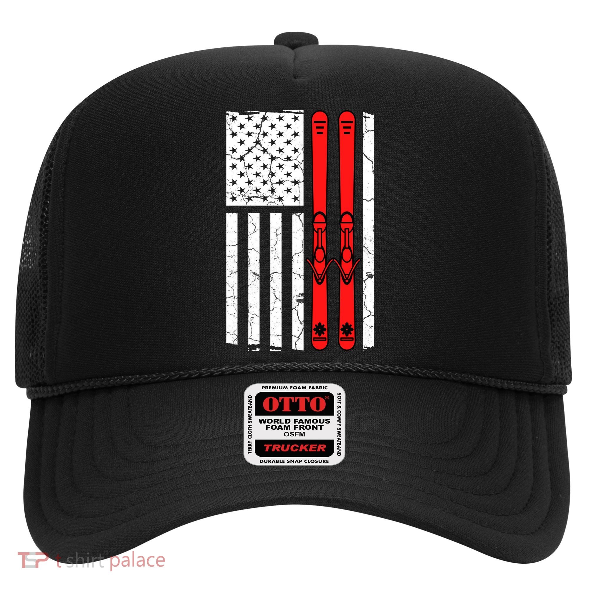 Ski Boarding American Flag Sport Hobby Hat