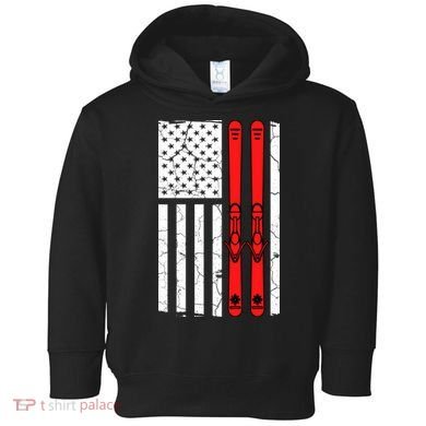 Ski Boarding American Flag Sport Hobby Toddler Hoodie
