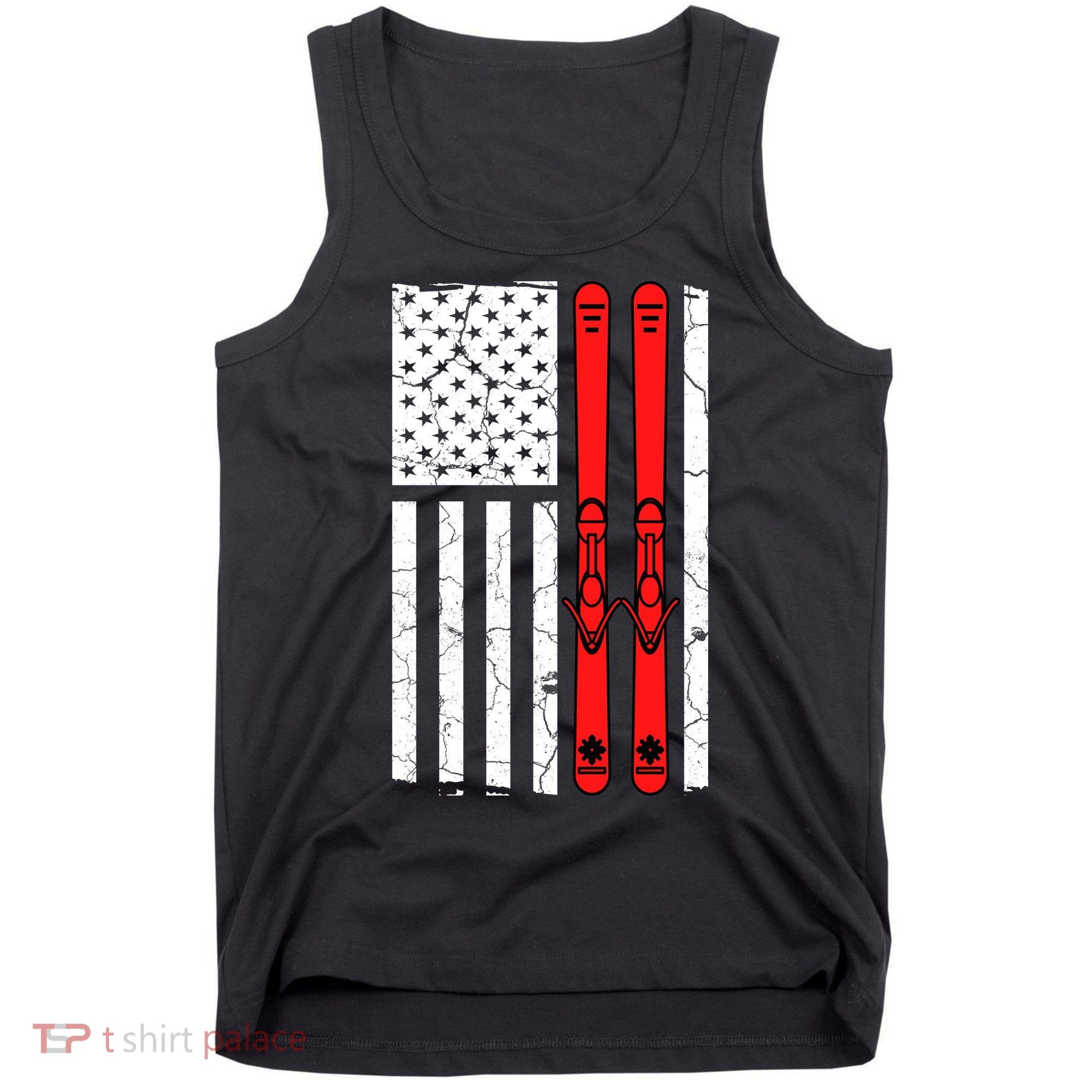 Ski Boarding American Flag Sport Hobby Tank Top