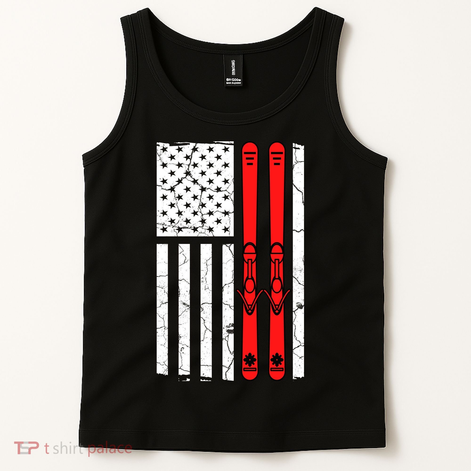 Ski Boarding American Flag Sport Hobby Tank Top