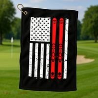 Ski Boarding American Flag Sport Hobby Golf Towel thumb 1