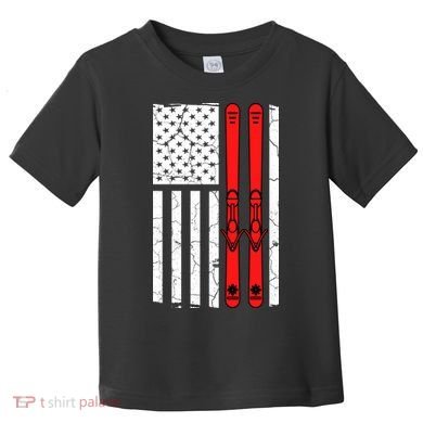 Ski Boarding American Flag Sport Hobby Toddler T-Shirt