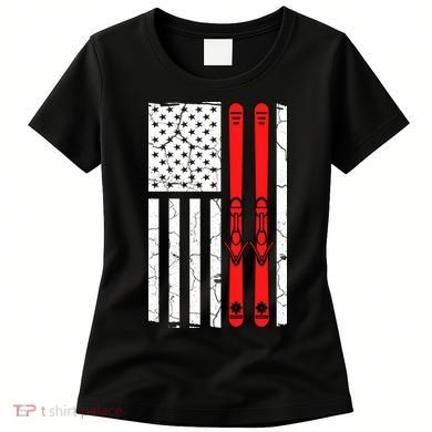 Ski Boarding American Flag Sport Hobby Women's T-Shirt