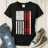 Ski Boarding American Flag Sport Hobby Women's T-Shirt thumb 3