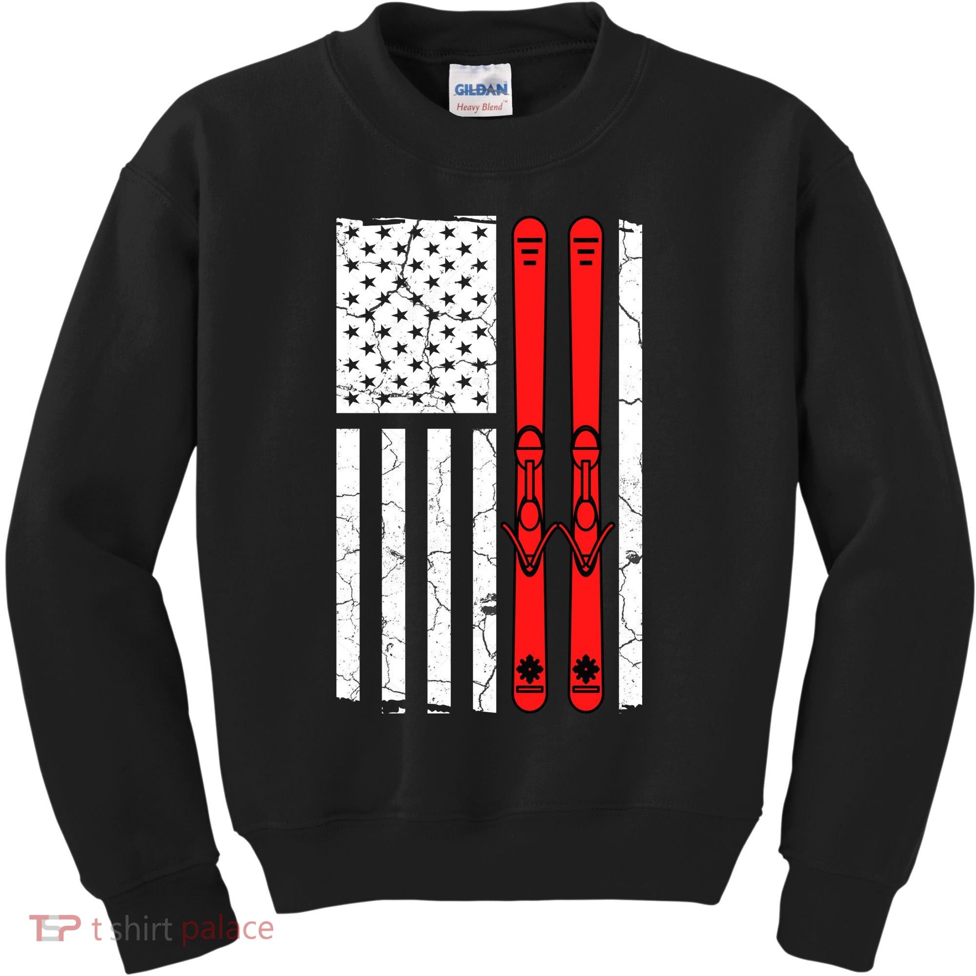 Ski Boarding American Flag Sport Hobby Kids Sweatshirt