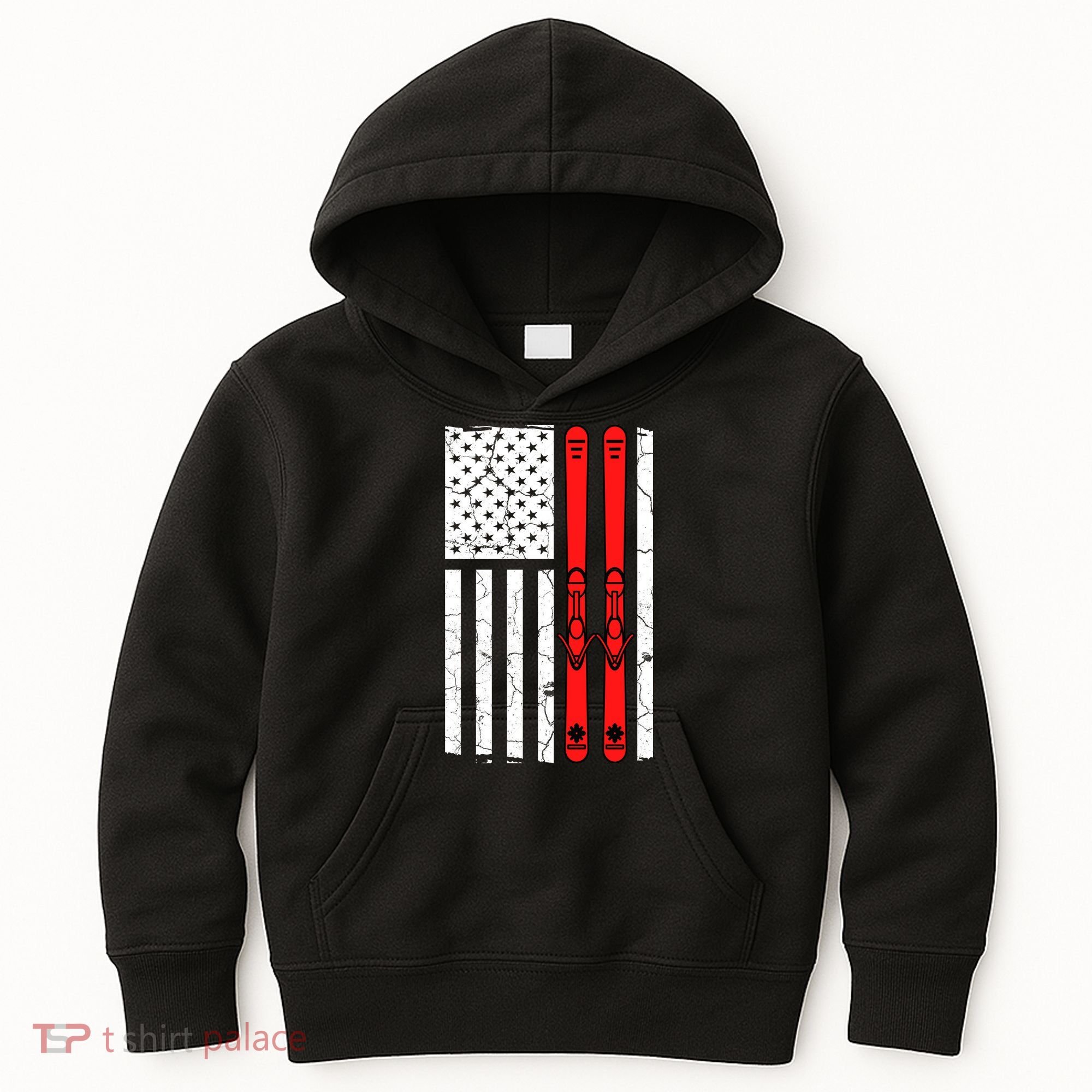 Ski Boarding American Flag Sport Hobby Kids Hoodie