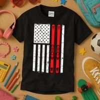Ski Boarding American Flag Sport Hobby Kids T-Shirt thumb 3
