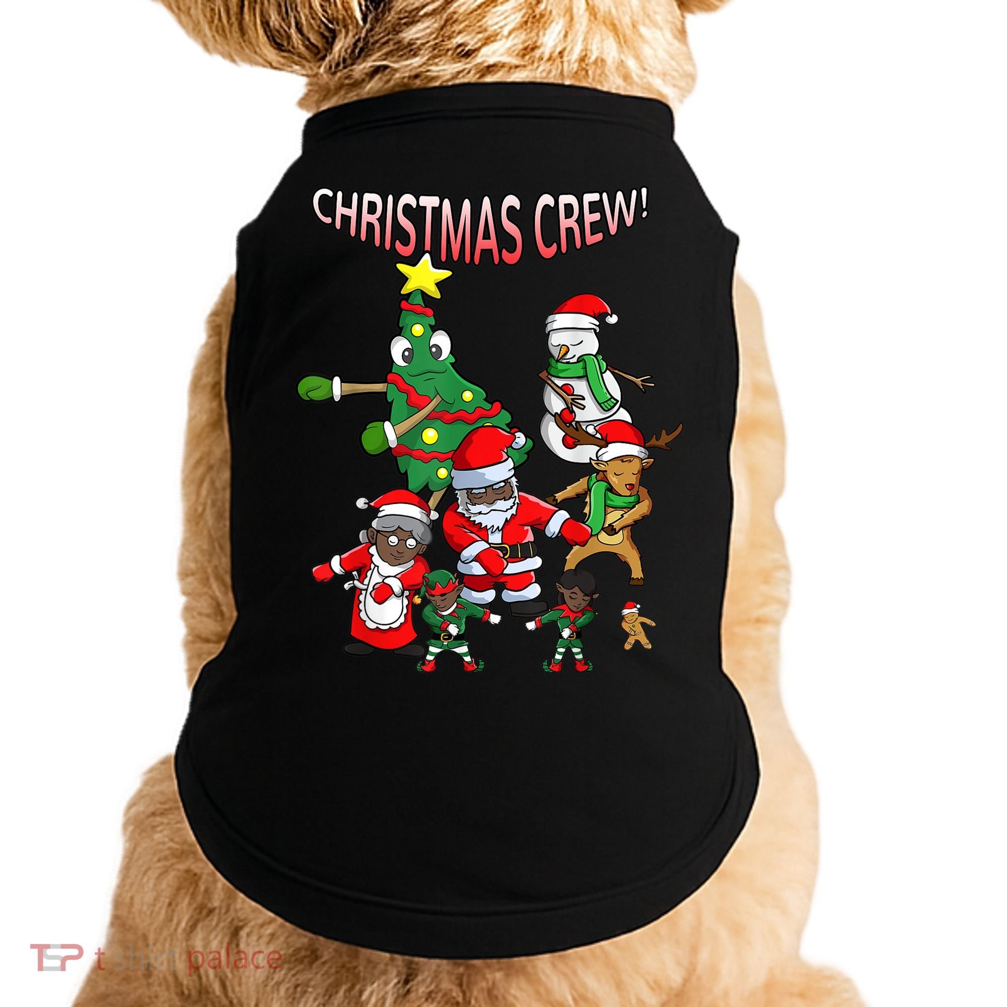 Santa Black African American Christmas Crew Flossing Floss TShirt Doggie Tank
