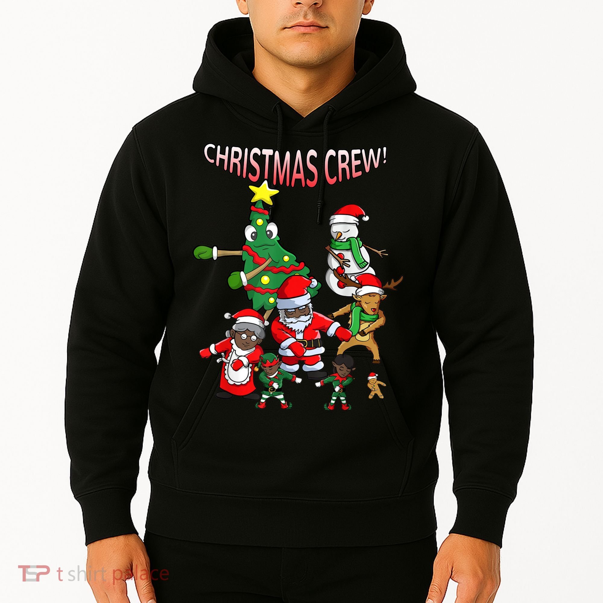Santa Black African American Christmas Crew Flossing Floss TShirt Hoodie