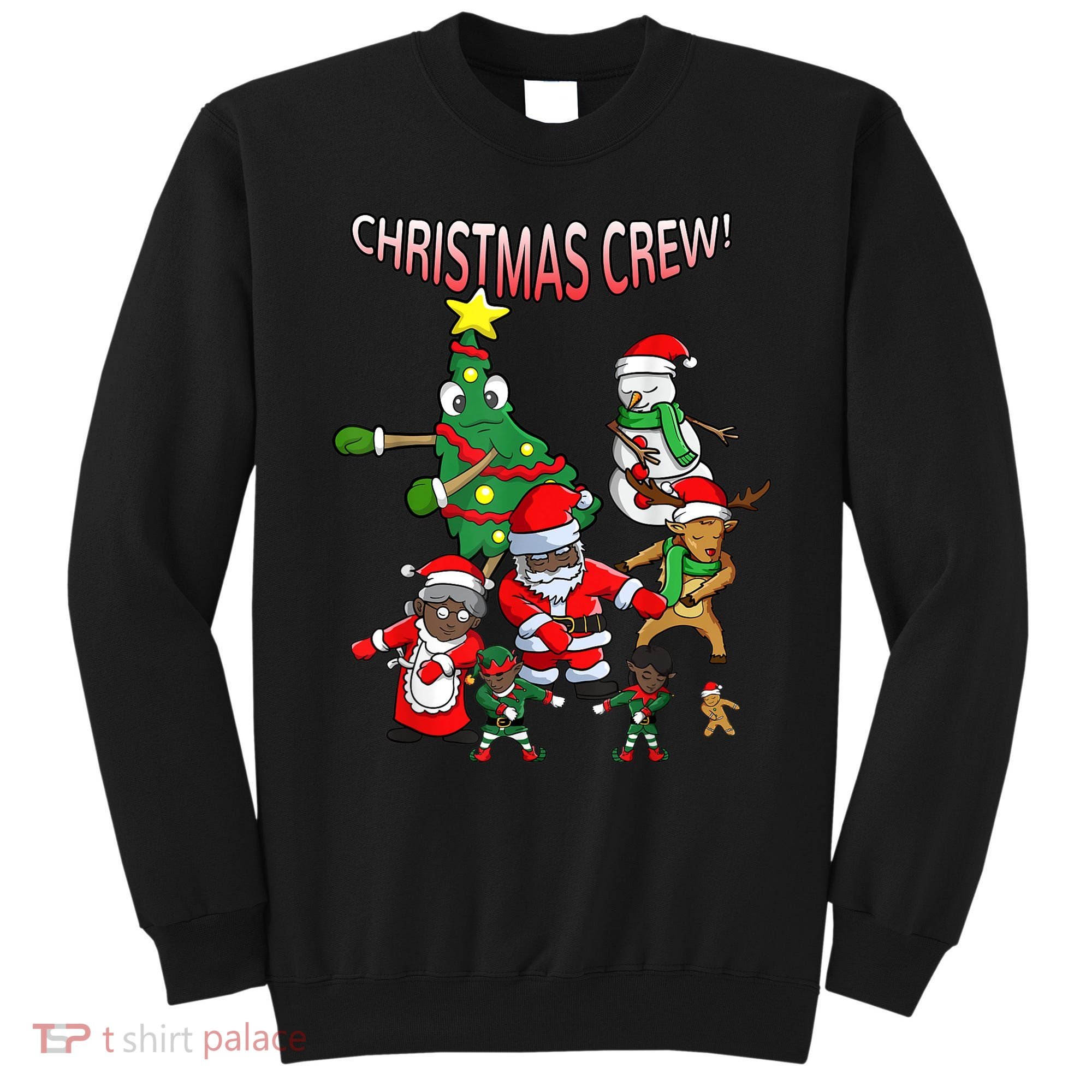 Santa Black African American Christmas Crew Flossing Floss TShirt Sweatshirt
