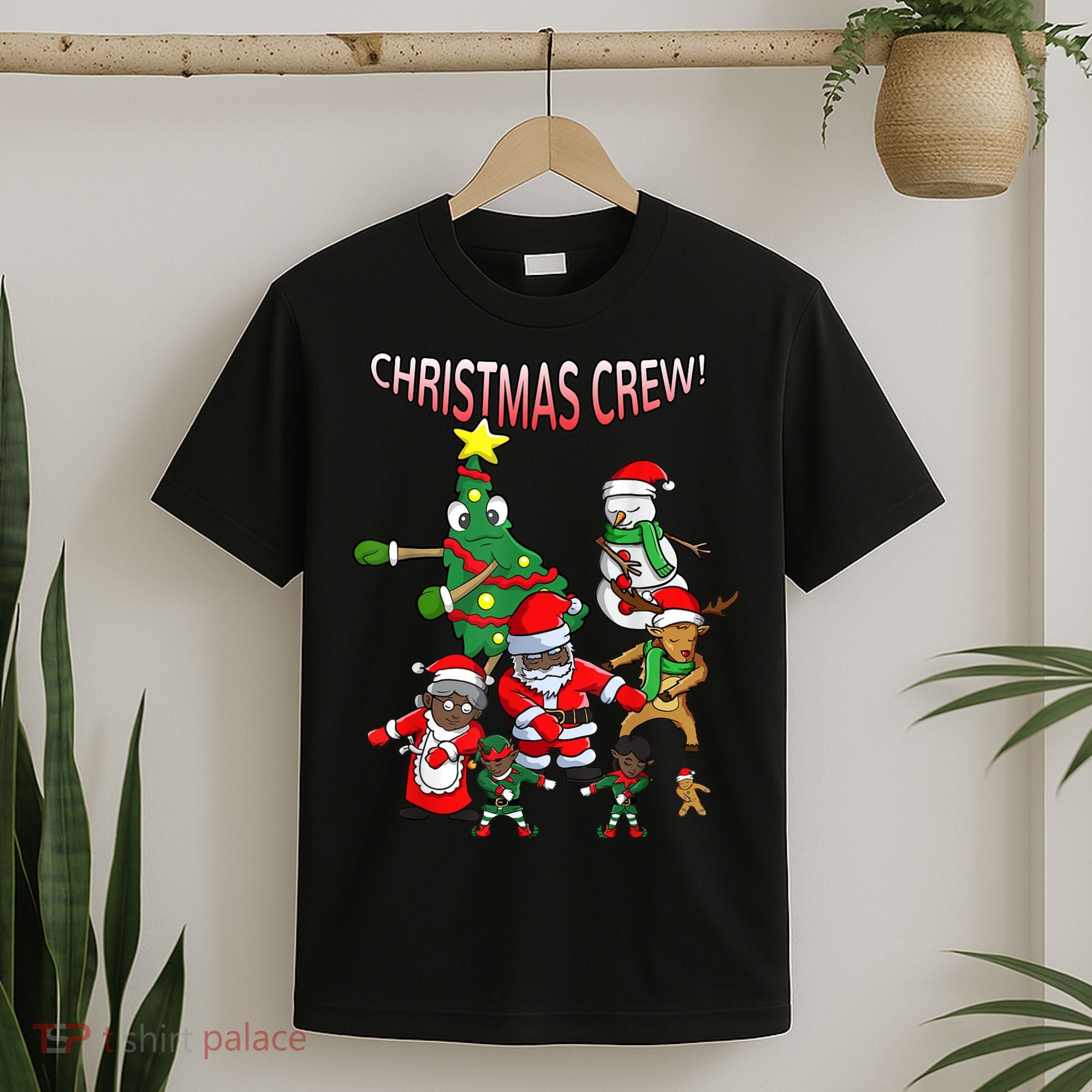 Santa Black African American Christmas Crew Flossing Floss TShirt T-Shirt