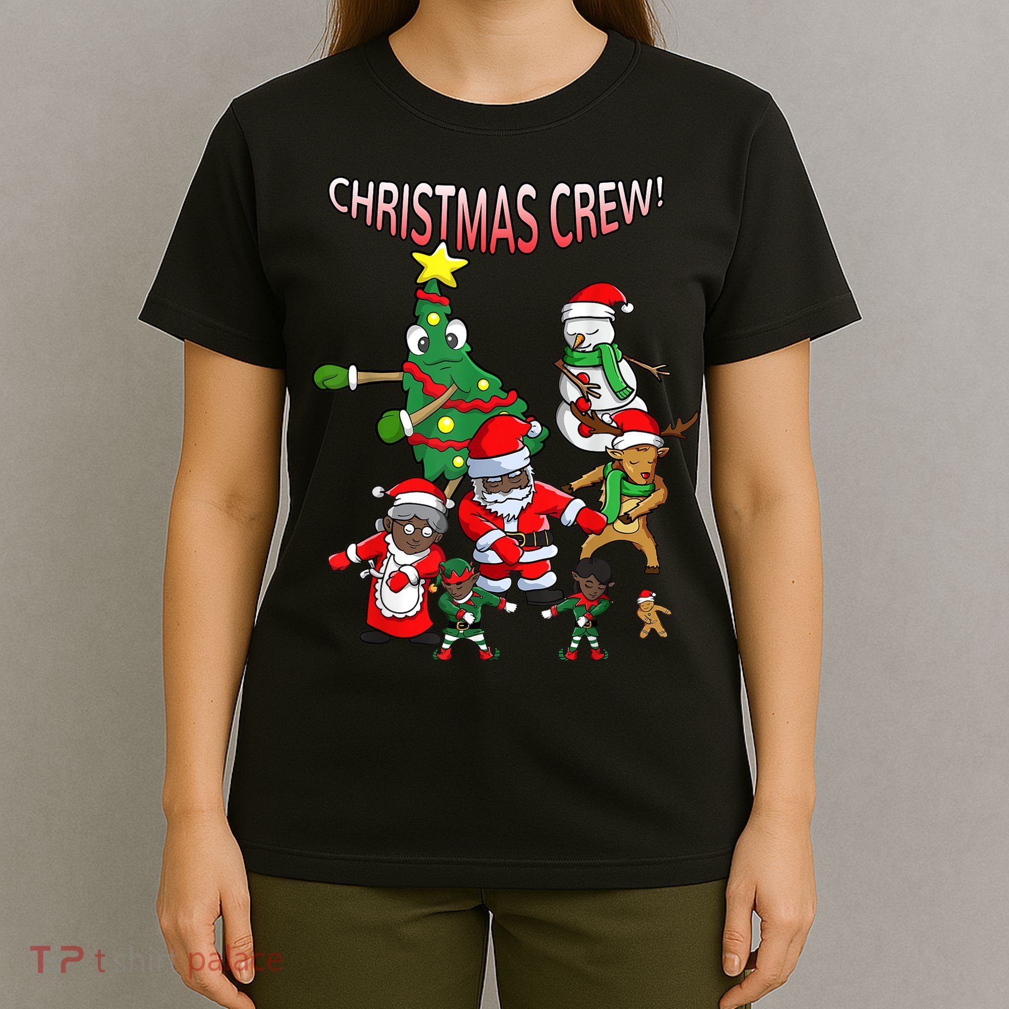 Santa Black African American Christmas Crew Flossing Floss TShirt T-Shirt