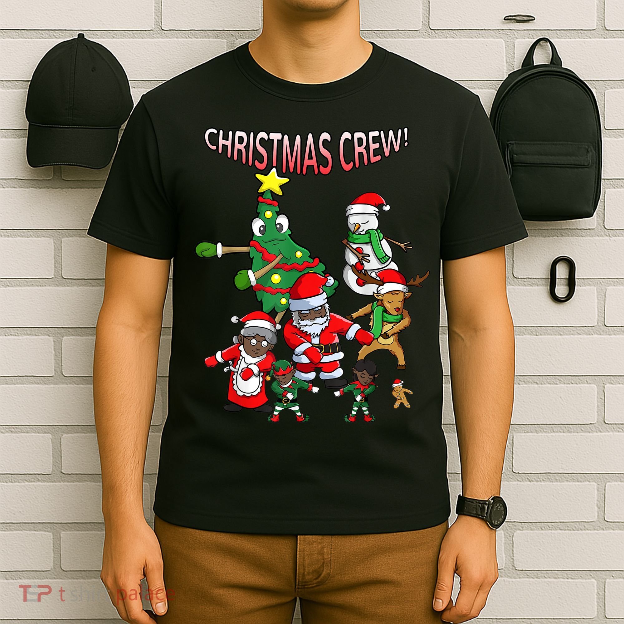 Santa Black African American Christmas Crew Flossing Floss TShirt T-Shirt