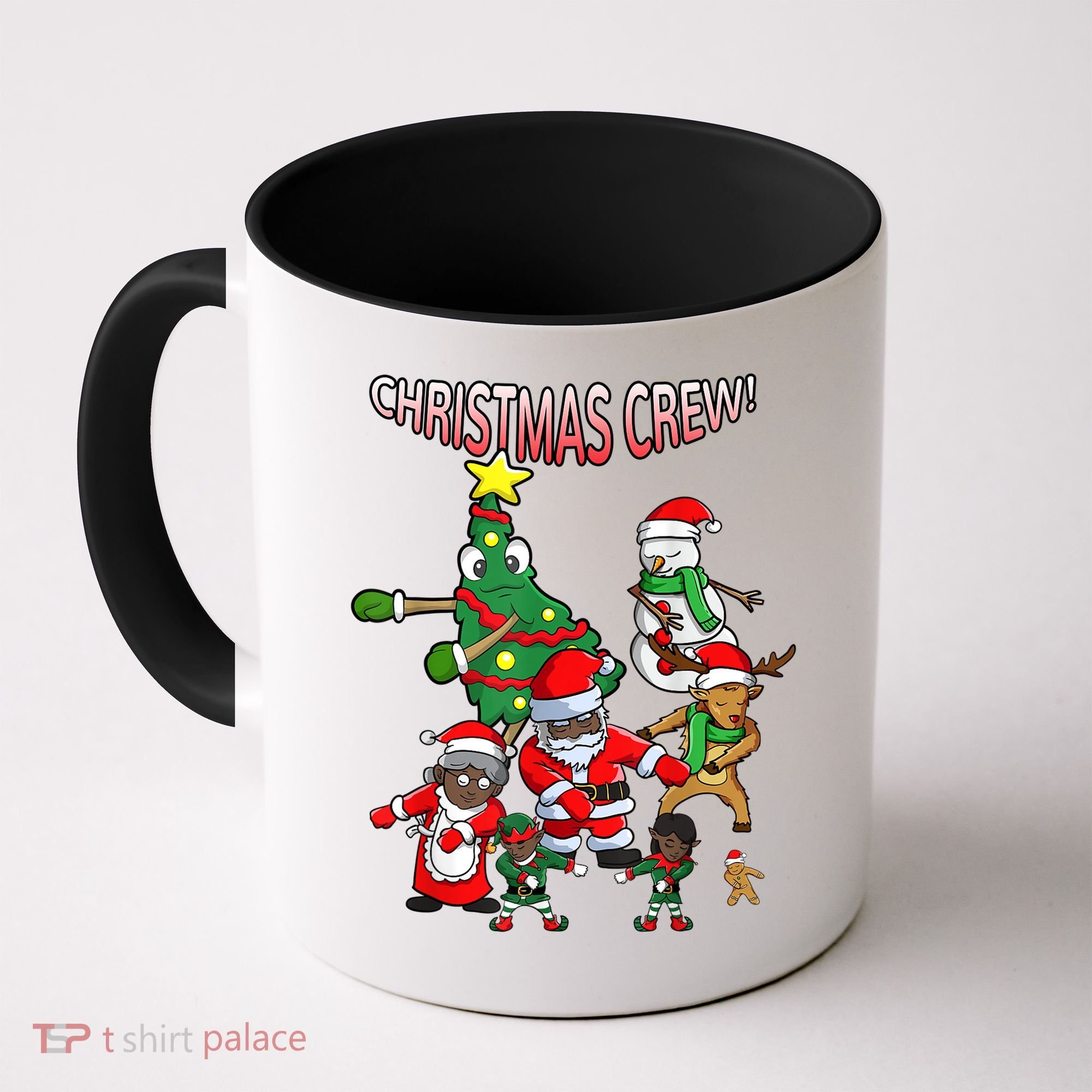Santa Black African American Christmas Crew Flossing Floss TShirt Coffee Mug