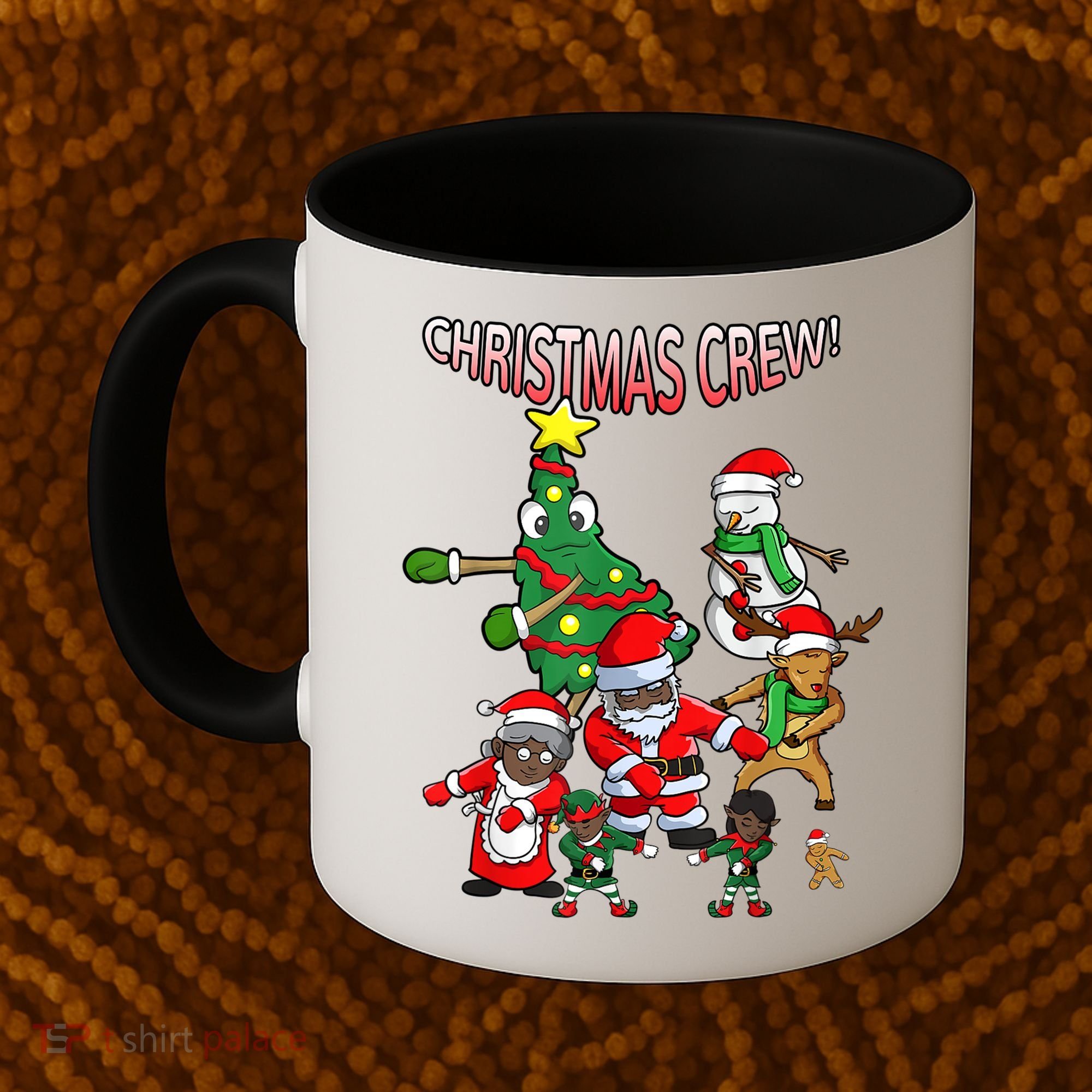 Santa Black African American Christmas Crew Flossing Floss TShirt Coffee Mug