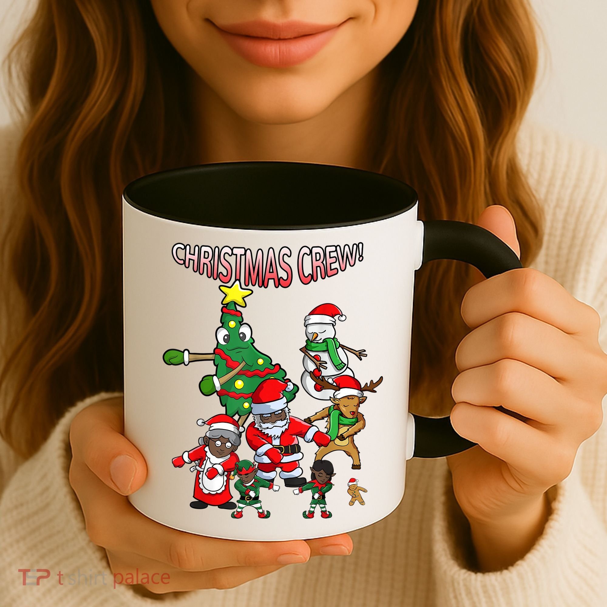 Santa Black African American Christmas Crew Flossing Floss TShirt Coffee Mug