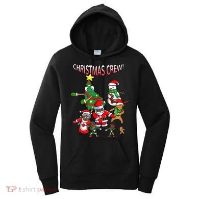 Santa Black African American Christmas Crew Flossing Floss TShirt Women's Hoodie