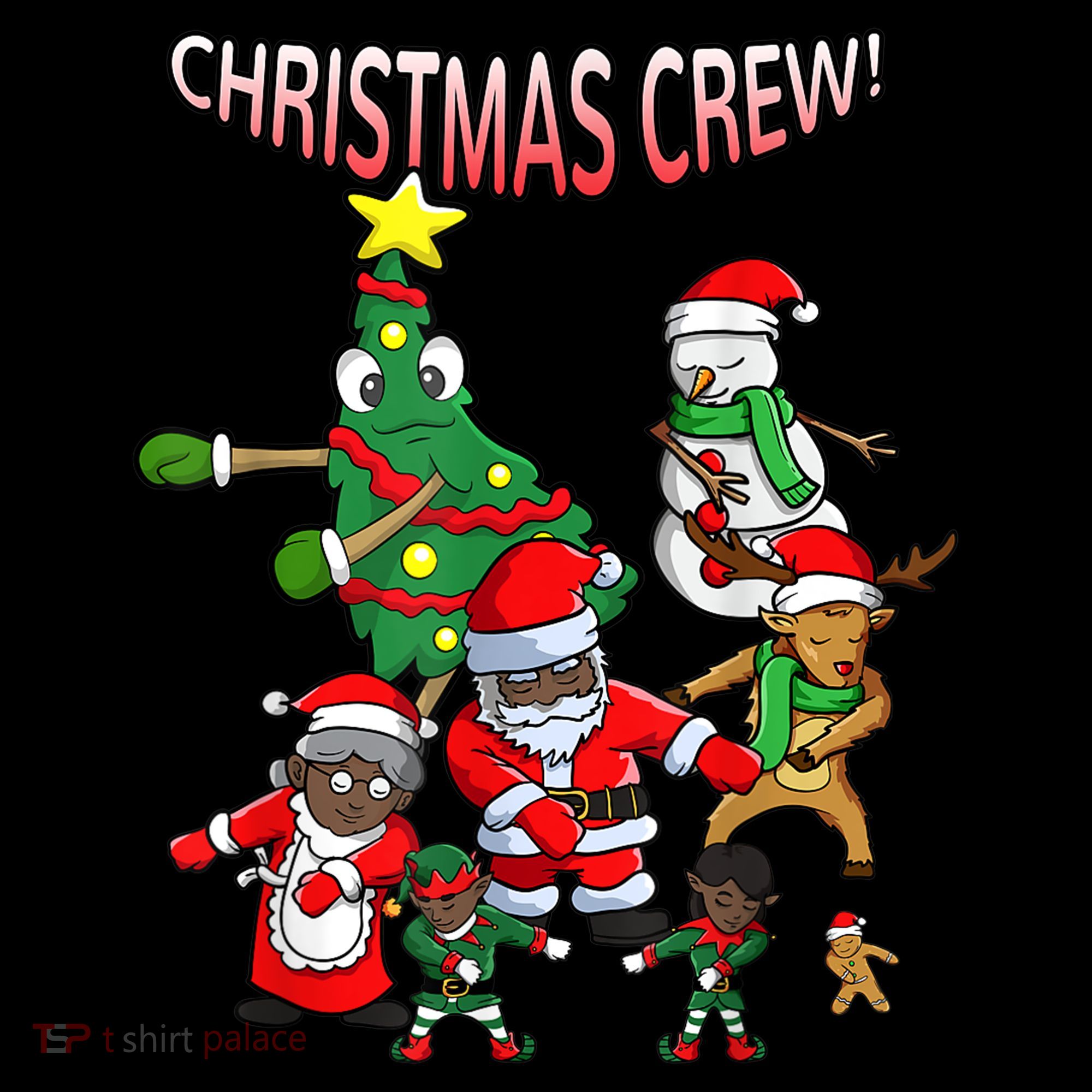 Santa Black African American Christmas Crew Flossing Floss TShirt Women's Hoodie