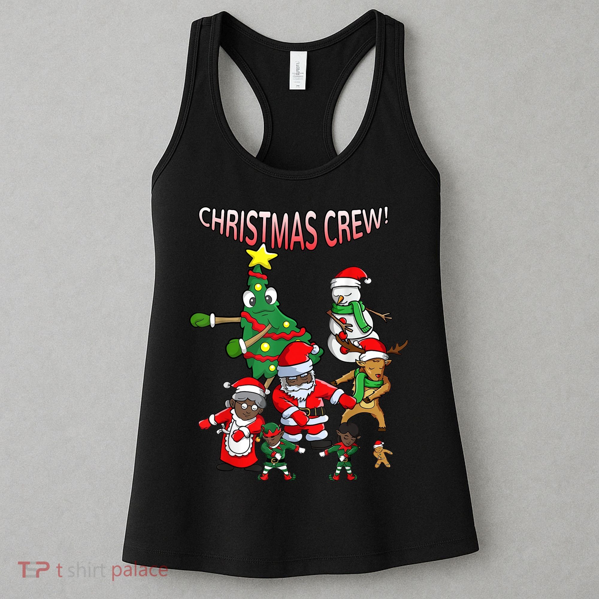 Santa Black African American Christmas Crew Flossing Floss TShirt Women's Tank Top
