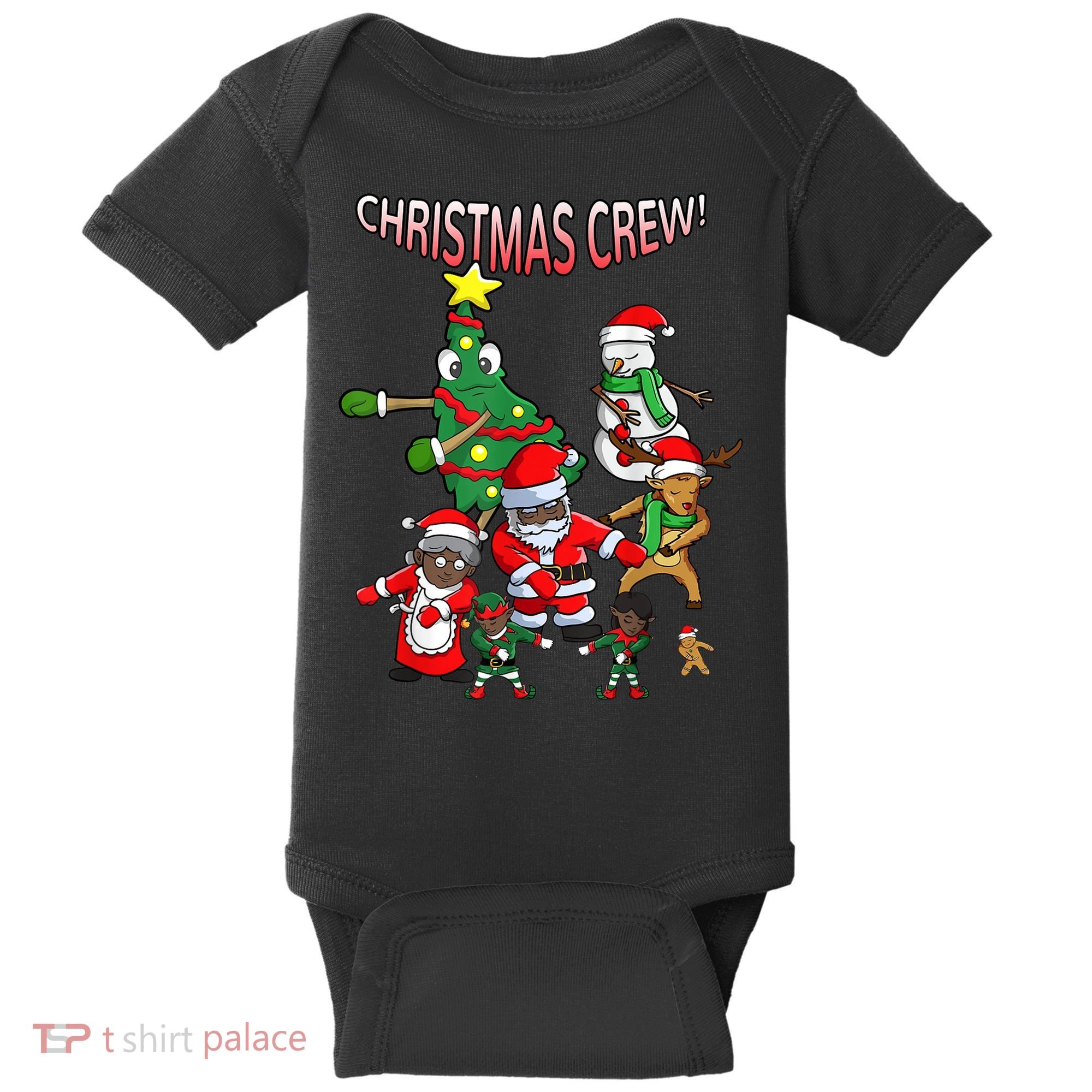 Santa Black African American Christmas Crew Flossing Floss TShirt Baby Bodysuit