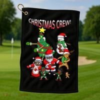 Santa Black African American Christmas Crew Flossing Floss TShirt Golf Towel thumb 1