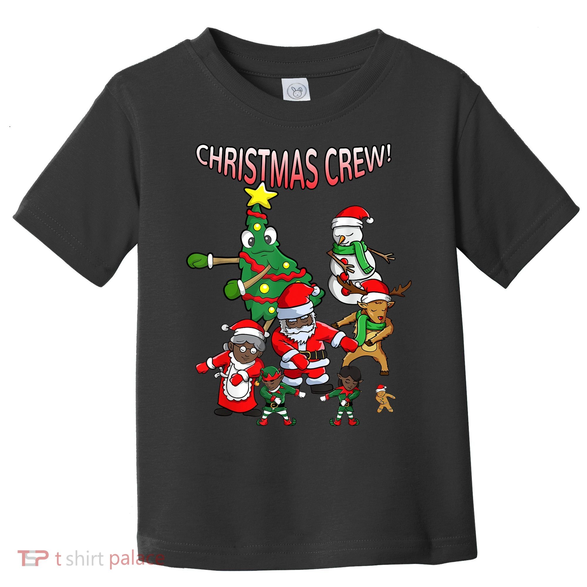 Santa Black African American Christmas Crew Flossing Floss TShirt Toddler T-Shirt